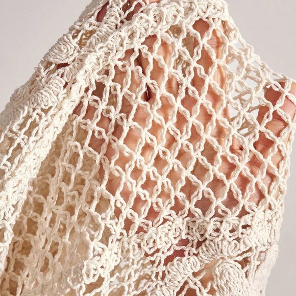 Apricot Casual Women's Boho Vacation Crochet Hollow-Out Sweater Skirt - Picture 4 of 10